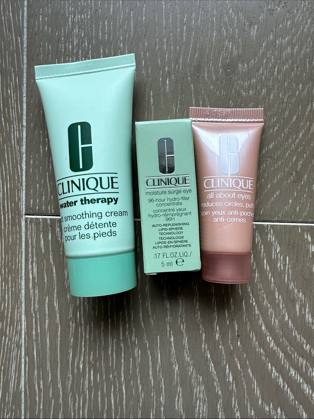 Clinique mixed lot foot cream, eye concentrate, eye cream